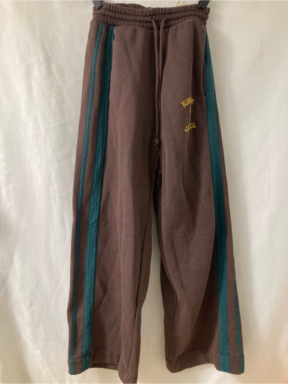 Zara Kingston Jamaica Brown Teal Wide Leg Track Pants Size S